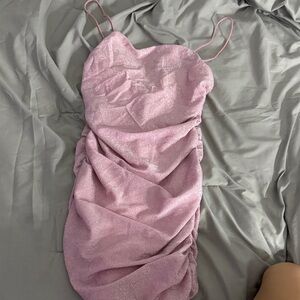 Elegant Pink Ruched Dress